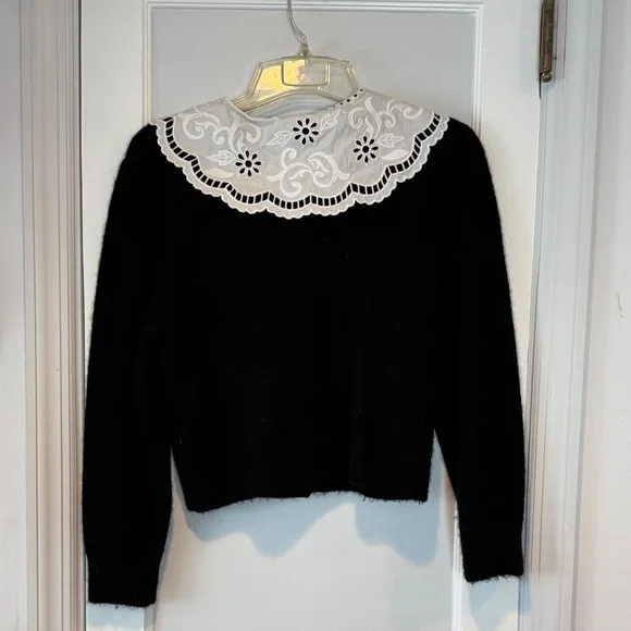 & Other Stories Alpaca Embroidered Statement Collar Knit Cardigan Med - Picture 6 of 11